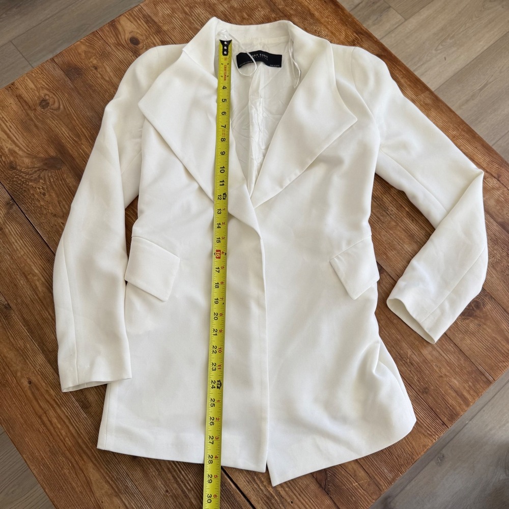 Zara Basic Collection White Open Front Draped Lap… - image 8